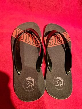 Diesel Black and Red Logo Woman Flip Flop Sandals